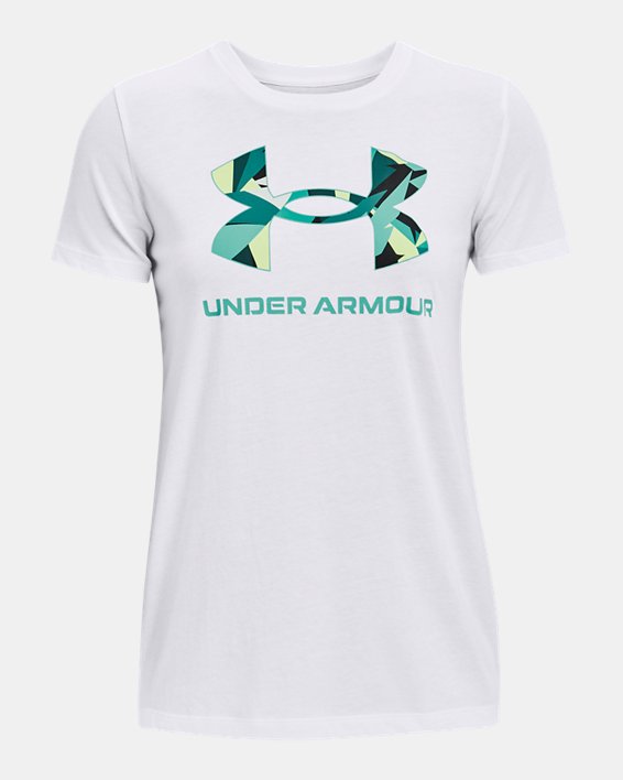 Camiseta de manga corta con estampado UA Sportstyle para mujer, White, pdpMainDesktop image number 4